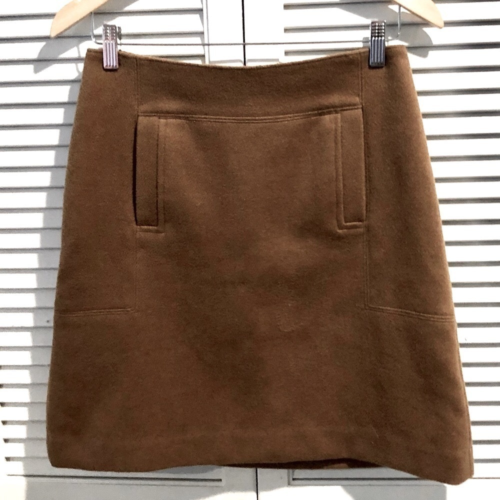 Loft Brown Wool Blend Midi Skirt Size 4